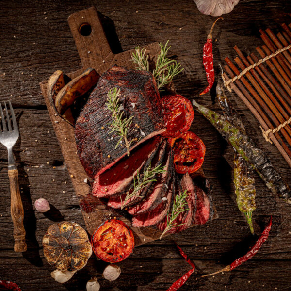 Urte- og hvitløksstekt elgfilet 3-retters